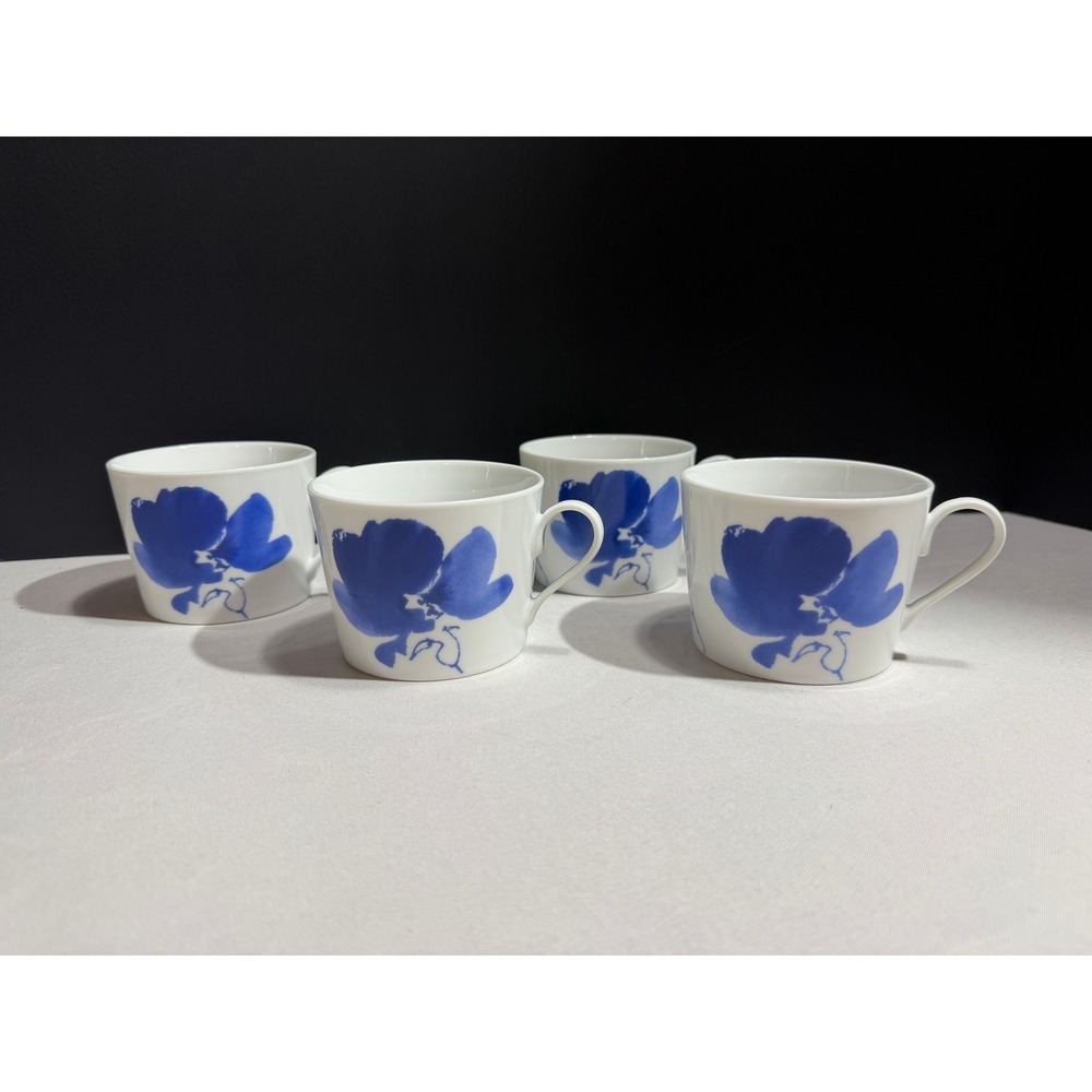 Studio Nova Ming Blue Porcelain Teacups Set of 4 Floral Blue White TP003